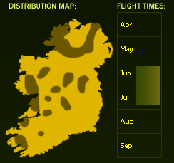 Distribution Map (dark areas indicate presence) and Flight Times of this species - \nNB See General Information page for accuracy information