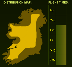 Distribution Map (dark areas indicate presence) and Flight Times of this species - \nNB See General Information page for accuracy information