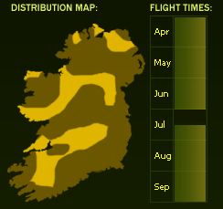 Distribution Map (dark areas indicate presence) and Flight Times of this species - \nNB See General Information page for accuracy information