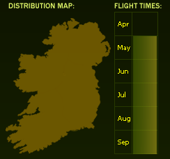 Distribution Map (dark areas indicate presence) and Flight Times of this species - \nNB See General Information page for accuracy information