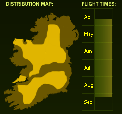 Distribution Map (dark areas indicate presence) and Flight Times of this species - \nNB See General Information page for accuracy information