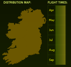 Distribution Map (dark areas indicate presence) and Flight Times of this species - \nNB See General Information page for accuracy information