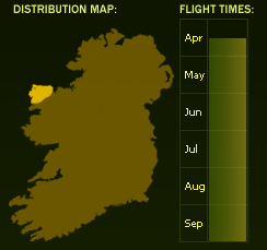 Distribution Map (dark areas indicate presence) and Flight Times of this species - \nNB See General Information page for accuracy information